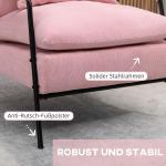 Öronlappsfåtölj med Pall, Bekväm Relaxstol med Fällbart Ryggstöd, Elegant Vilostol i Rosa Tyg, Rosa, 68 x 91,5 x 88 cm