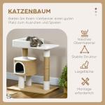 Skrapstolpe Kattträd Brun Vit av Jute och Plysch för Katter upp till 8 kg med Kattgrotta och Liggplats Litet Klösträd 79 cm