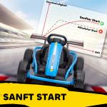 Elbil Go-kart 24V Blå Metall och Plast för Barn 8-12 År Elektrisk Bil med Driftläge och Musik Säkerhetsbälte Rolig Körning