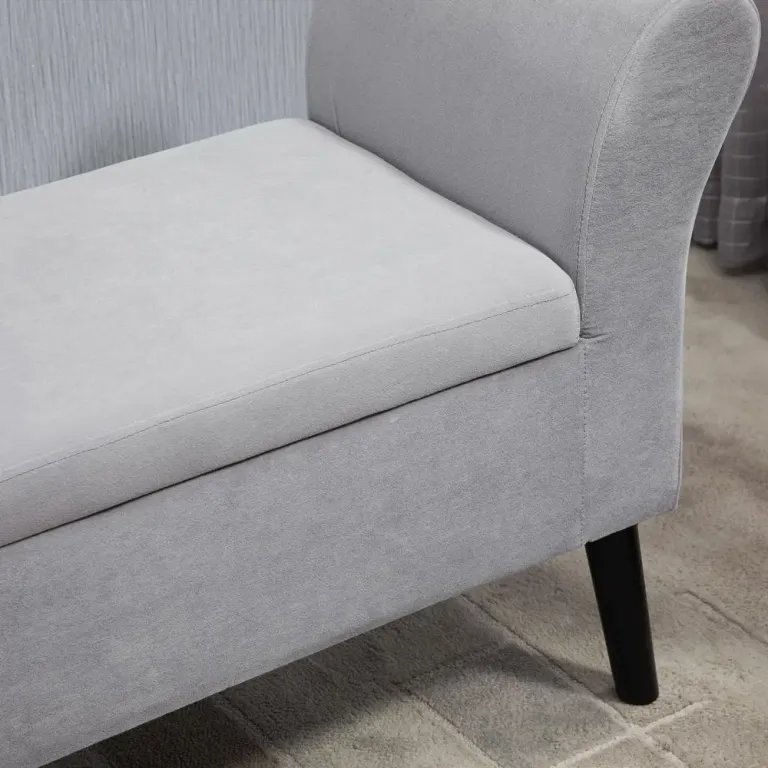 Sittbänk i Sammet med Armstöd Ljusgrå 111,5 x 41 x 65 cm