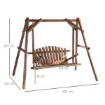 Hammock i Massivt Trä 2-Sits, Klassisk Trädgårdsgunga med Tak, Robust Hängsoffa för Uteplatsen, Natur, 187 x 137 x 170 cm