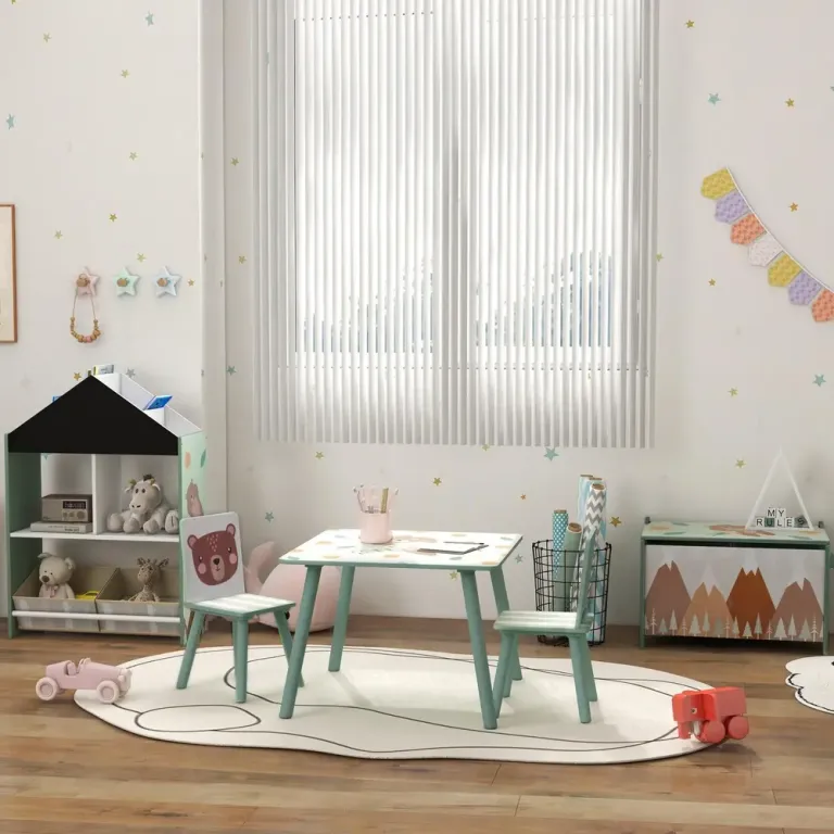 Barnbord Sittgrupp Grön av MDF och Furu för Barn 3-8 År Set