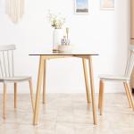 Matbord för Fyra Personer med Bordsskiva i Härdat Glas och Stabilt Underrede i Trälook Ergonomisk för Kök och Matsal 120 L x 60 B x 76 H cm