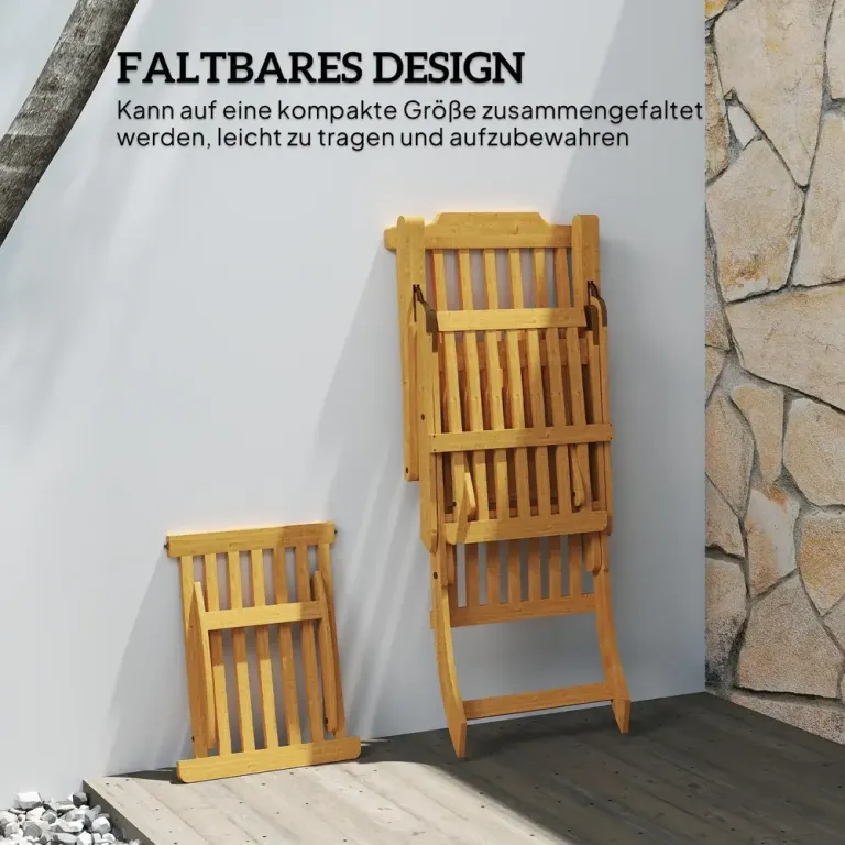 Hopfällbar Solstol i Trä med Fotstöd och Madrass