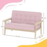 Barnfåtölj Sammet Rosa Trä och Tyg för Barnrum Mjuk Barnsoffa med Stoppning och Armstöd Bekväm Design och Fin Inredning 3–15 År