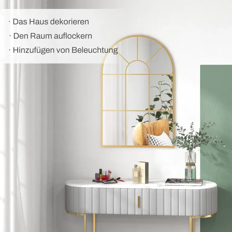 Dekorativ Fönsterspegel Väggspegel i Guld 91 x 60 cm