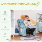 Barnfåtölj med Fotpall i Blått, Bekväm Minisoffa för Barn 3-5 År, Ergonomisk Sittplats med Justerbart Ryggstöd, Blå, 58 x 53 x 70 cm
