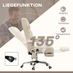 Kontorsstol med Massage- och Värmefunktion samt Fotstöd, Justerbar, upp till 120 kg, Beige