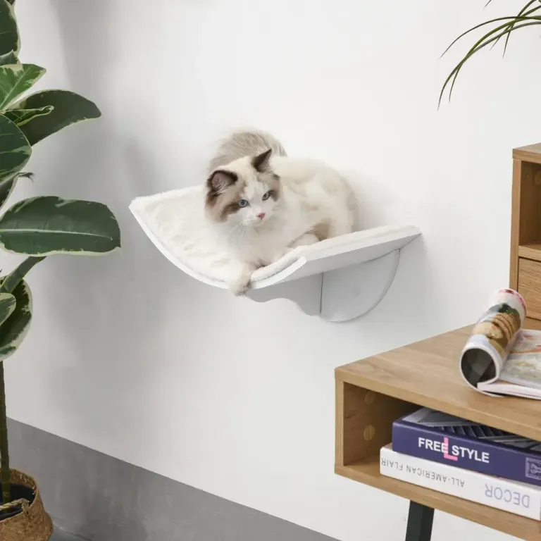 Väggmonterad Katthylla & Kattbädd Vit