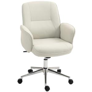Kontorsstol Skrivbordsstol med Vippfunktion Gräddvit av Mikrofiber för Kontor och Arbetsrum Ergonomisk Snurrstol 120 kg 67 x 69 x 92-102 cm