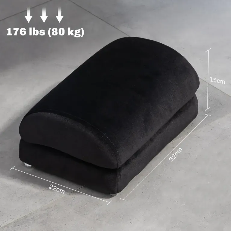 Fotstöd Fotpall Svart av Sammet och Hemmakontor Ergonomiskt