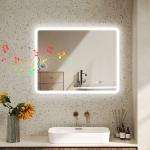Badrumsspegel med LED och Bluetooth samt Touch-brytare och Anti-beslag och Minne Ergonomisk och Elegant Silver Glas 70 x 90 cm