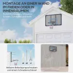 Basketbåge Basketkorg Väggmonterad Svart Röd av Stål och Nylon för Trädgård och Lekplats Väderbeständig Sportutrustning Robust 113 x 61 x 73 cm