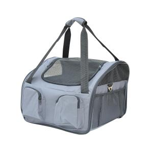 Transportbur Tyg för Hund och Katt Hopfällbar Bilbur med Handtag och God Ventilation Oxford-Väv Grå 41 X 34 X 30 Cm