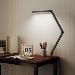 Skrivbordslampa med Klämfäste Svart Metall och Plast för Kontor LED Arbetslampa med Justerbar Arm och Ljusstyrka Ögonvänlig Belysning Modern Design