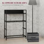 Kommod och Sideboard med 4 Tyglådor i Industriell Design för Sovrum Hållbar och Stabil Svart Stål och MDF 60 x 29 x 85 cm