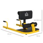 Sissy Squat Bänk Stabil Gul Svart Stål för Benträning och Magträning Justerbar 3 i 1 Trainer Upp till 120 kg 50 x 97 x 44,5–56,5 cm