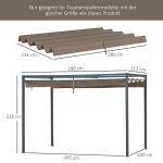Ersättningstak Pergola Tak Infällbart Vågtak Kaffe Brun av Polyester för Trädgård och Balkong Vintertätt Solskydd 2,85 x 2 m