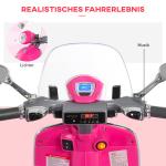 Elmotorcykel för Barn med MP3-musik och Strålkastare, 3–6 År, Konstläder och Metall, Rosa, 108 x 49 x 75 cm