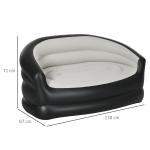 Uppblåsbar Soffa Luftsoffa Ljusgrå av Plysch och PVC för Inomhus och Utomhus Bekväm Soffa för 2 Personer 125 x 100 x 87 cm
