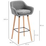 Barstolar i Linne 2-Pack, Bekväma Kökspallar med Fotstöd, Elegant Sittplats för Bar och Köksö, Grå, 55 x 48 x 100 cm