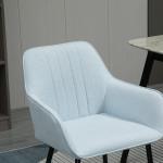 Matsalsstolar i Linnetyg 2-Pack, Bekväma Kökstolar med Armstöd och Metallben, Modern Design för Matplatsen, Blå, 59,5 x 56,5 x 81 cm