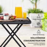 Fällbart Trädgårdsbord, Väderbeständigt Balkongbord med Utskärning, Fyrkantigt, Svart, 70x70 cm
