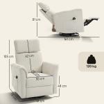Relaxfåtölj Elektrisk med Liggläge Gräddvit Konstläder för Vardagsrum Ergonomisk Fåtölj med Justerbart Ryggstöd och Nackstöd