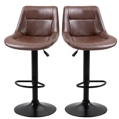 Barstolar Bänkpallar Set om 2 Brun 44 x 49 x 90-110 cm