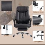 Kontorsstol Chefsstol Svart av Konstläder och Metall för Bekvämt Arbete Ergonomisk och Justerbar Höjd Fällfunktion 120 kg