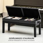 Pianopall med Justerbar Dubbelsits i Konstläder och Förvaringsutrymme, Svart