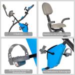 2-i-1 Motionscykel med Träningsband, Hopfällbar X-Bike med LCD-Display, Kompakt Träningscykel för Hemmafitness, Svart/Grå, 97 x 51 x 115 cm