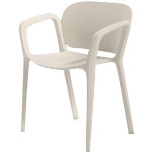 Set med 4 Väderbeständiga Trädgårdsstolar, Stapelstol i Plast med Armstöd och Ryggstöd, 120 kg