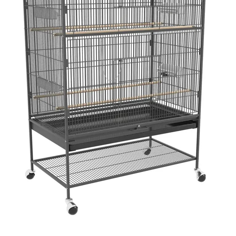 Fågelbur Fågelvoljär Grå av Metall 94 x 57 x 153 cm