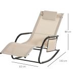 Gungstol i Metallnät, Bekväm Relaxstol för Trädgård och Uteplats, Väderbeständig Design med Armstöd, Beige, 150 x 62 x 88 cm
