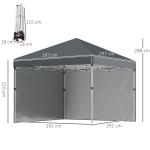 Hopfällbar Paviljong Campingtält Mörkgrå av Stål och Tyg för Trädgård och Terrass med Sidoväggar och UV-Skydd Sandsäck 2,97 x 2,97 m