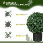 Konstgjorda Växter Buxbom Grön av Plast för Vardagsrum och Trädgård Set med 2 UV-Beständiga Växter i Blomkruka 52 cm