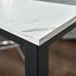 Barbord Köksbord Vit Svart av Stål med Marmorlook för Vardagsrum Bord med Justerbara Fötter 120 x 40 x 100 cm