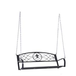Hollywood Swing Väderbeständig Trädgårdsgunga 2-Sits Hängbänk med Kedjor Metall Svart 132 X 63 X 58 Cm