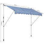 Markis med Vev 300 X 150 X 170-280 Cm Höjdjusterbar Smutsavvisande Aluminium och Polyester Blå Vit