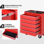 Verkstadsvagn Verktygsvagn med 5 Lådor Röd av Stål för Garage och Verkstad Låsbar Vagn med Hjul 150 kg