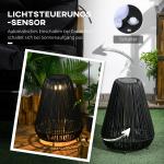 Sollampa Rottinglampa Svart av Metall för Utomhusbruk Vattentät Gångljus med Ljussensor Automatisk LED Trädgårdslampa