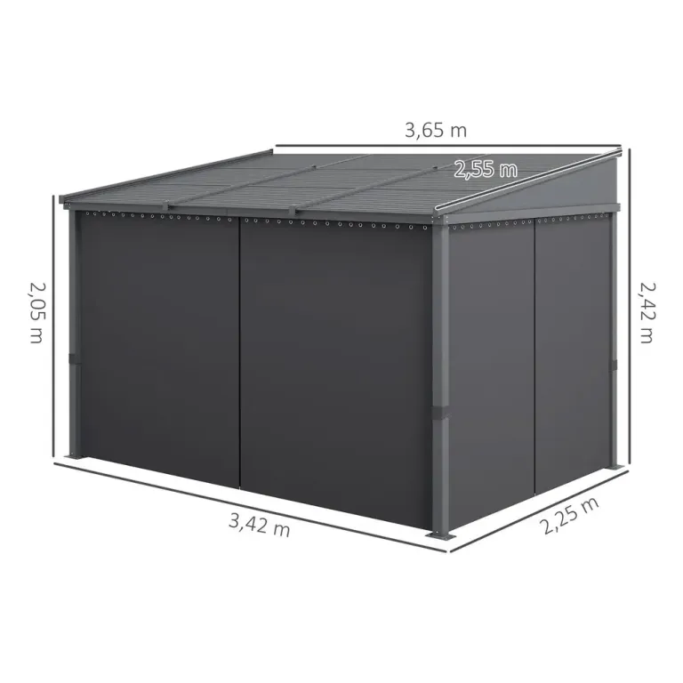 Pergola med Skjutbart Tak Trädgårdspaviljong 3,65 x 2,55 m