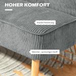 2-sits Stoppad Soffa, Trä, Sammetspolyester och Skum, Grå, 117 x 56,5 x 77 cm