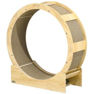 Katthjul Träningshjul Natur av Ek och Sisal för Katter Löphjul med Broms och Skrapbräda Hälsosam Träning 91 cm