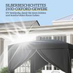 Lusthus Paviljong Pop-Up Partytält Svart av Polyester och Metall för Trädgård och Camping Vattentåligt Gazebo med UV-Skydd 3 x 3 m
