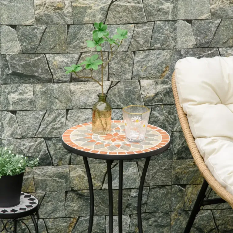 Blompall i Mosaik Rund Trädgårdspall 35,5 cm