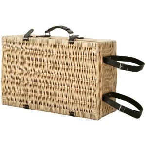 Flätad Picknickkorgen för 4 Personer med Isolerat Kylfack och Bestickset, Naturligt Trä