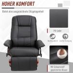 Relaxstol TV-Stol Vilstol med Fotstöd Konstläder 360° Snurrstol 145° Lutbar Svart 78 X 87 X 100 Cm