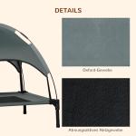 Hundstol Utomhus med Tak Upphöjd Solstol Tafttyg Bekväm för Husdjur Grå 76 X 61 X 73 Cm